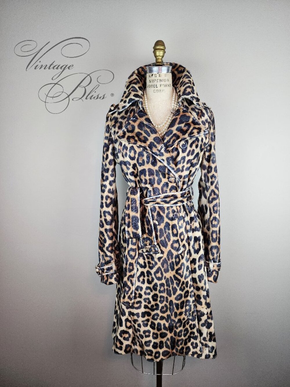 Gorgeous House of Fluff Leopard Classic Trench Coat with Matching Belt * NEW